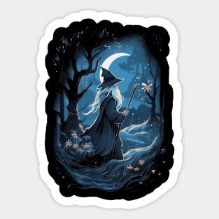 Wizard at Night - Anime Style - Fantasy Sticker